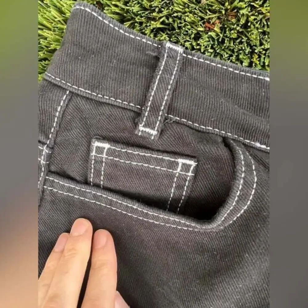 BDG‎ Urban Outfitters Black Denim Mini Skirt Button Fly Belted Sz S